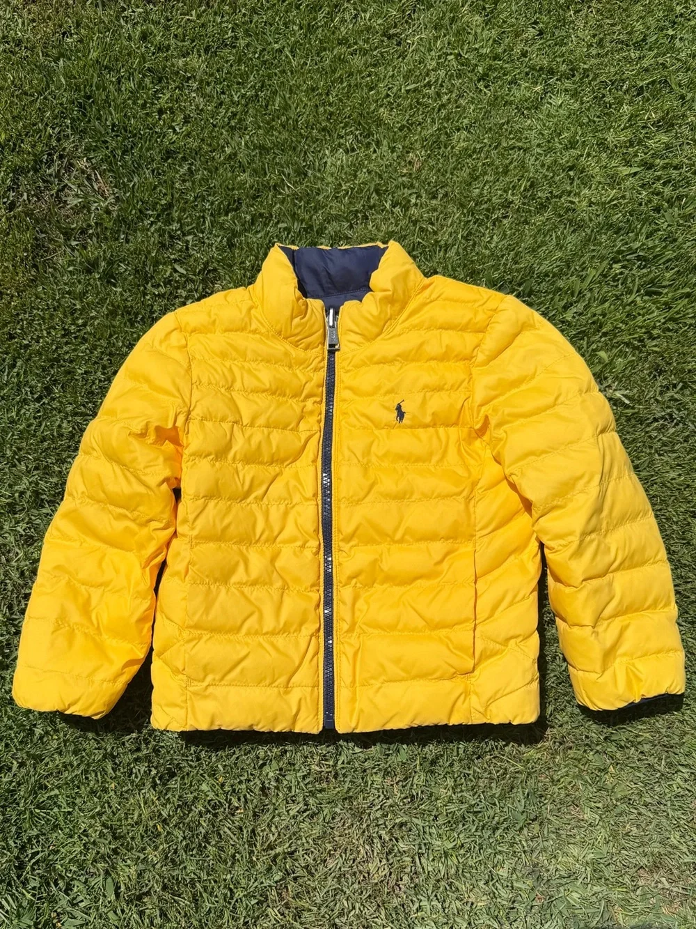 Polo Ralph Lauren Reversible Puffer Jacket Full Zip Blue Yellow 4T GUC